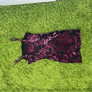 Black and garnet/pink velvet dress